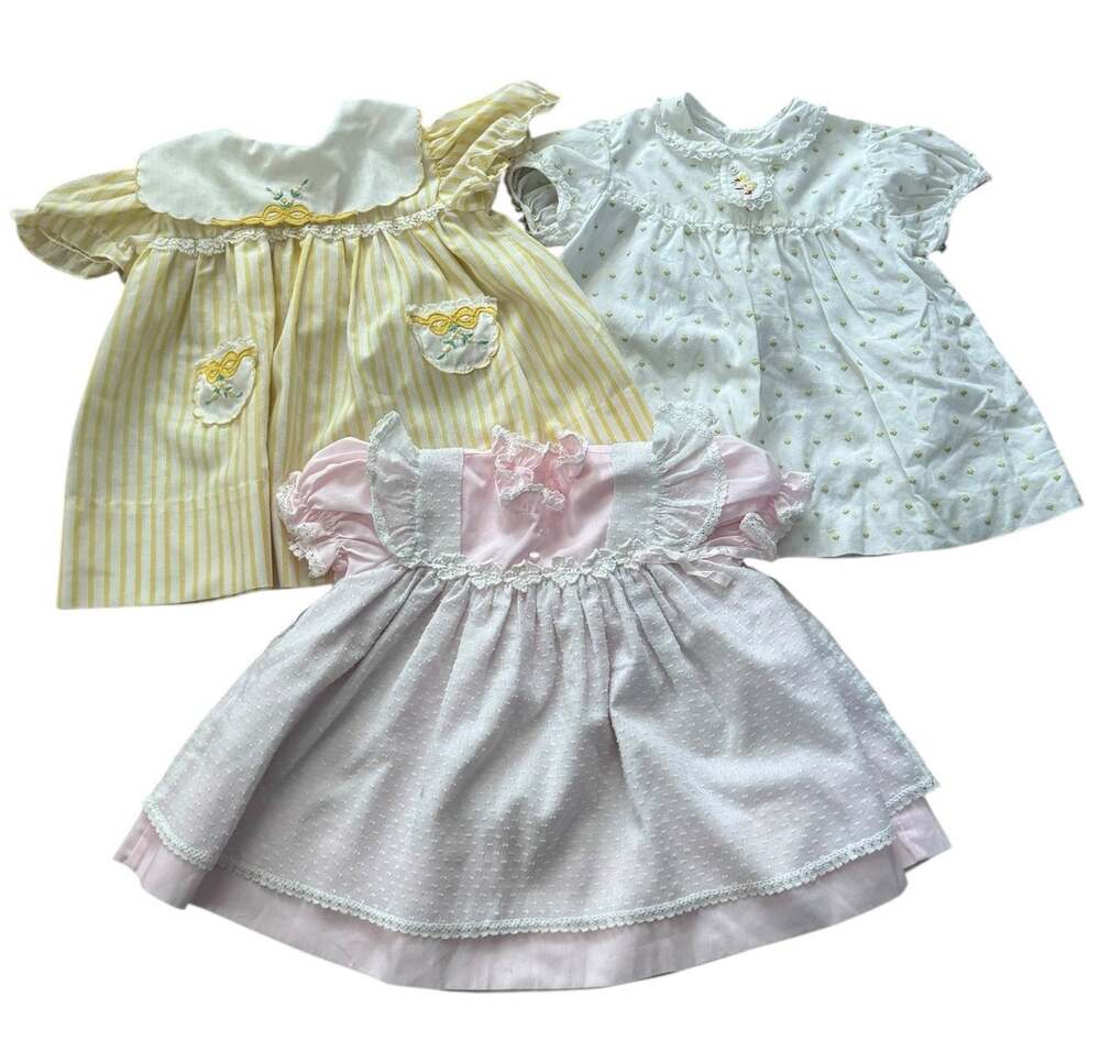 Vintage Betti Terrell, Nathan Krauskopf Co. & Nannette baby dress bundle 9-12 M
